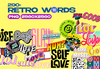 +300 RETRO WORDS Stickers