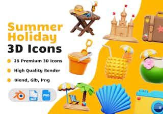 Summer Holiday 3D Icons Set