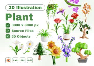 Plants 3D Icon Set